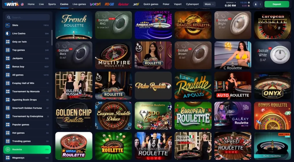 Ruleta en vivo en el Casino Online 1WIN