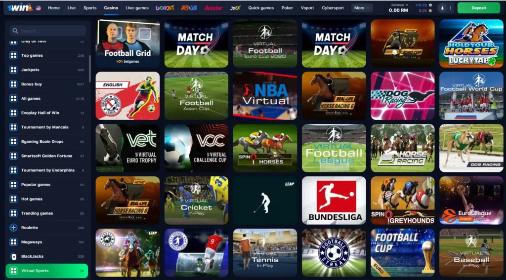 Deporte virtual en 1WIN Online Casino